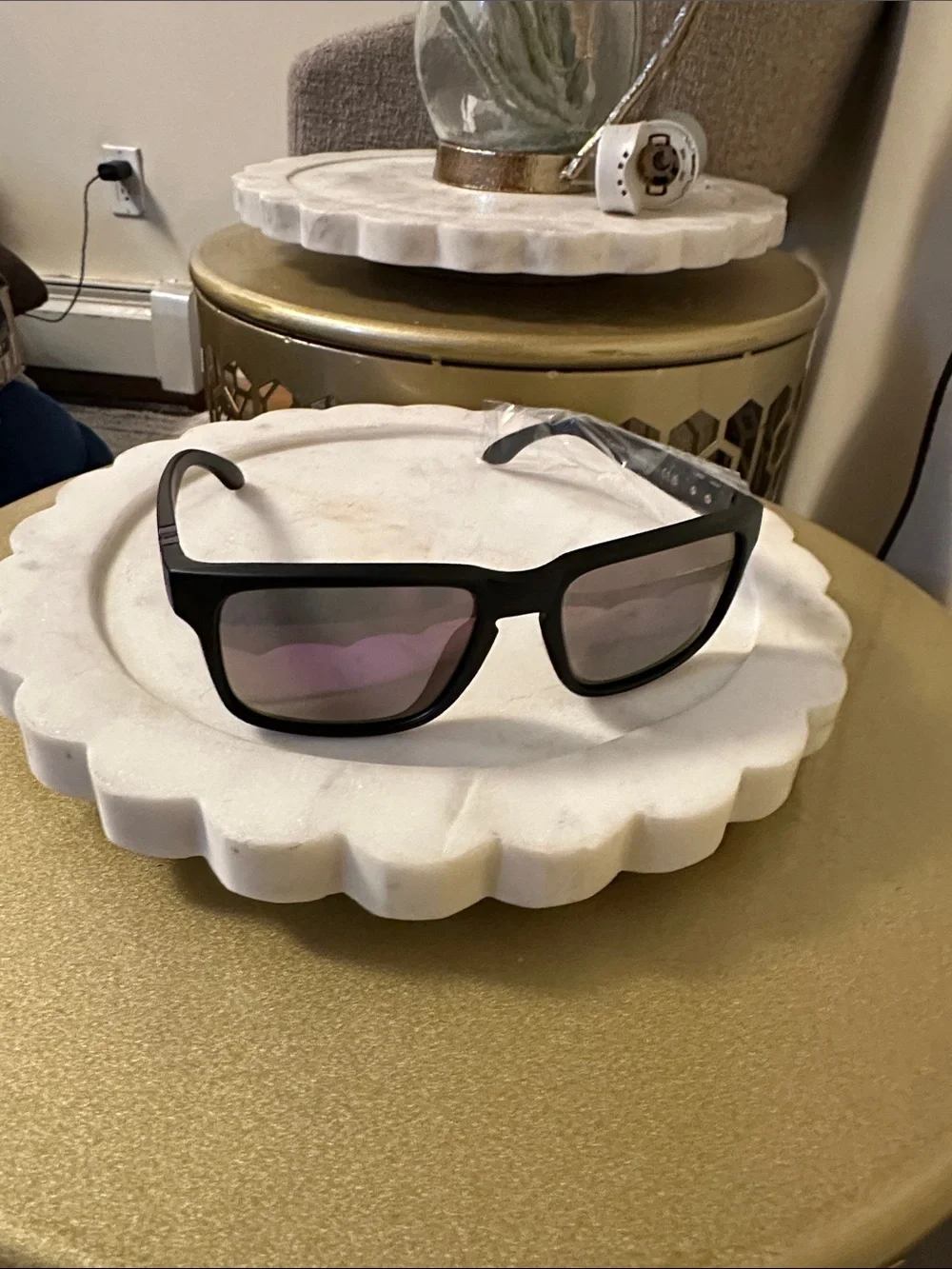 Men's Black Frame Sunglasses with Purple Mirrored Lenses